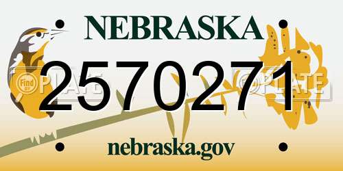 2570271 Nebraska License Plate