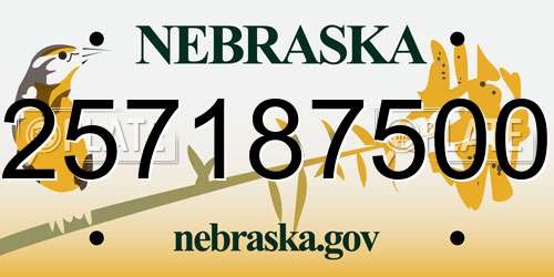 257187500 Nebraska License Plate
