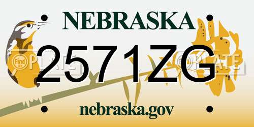 2571ZG Nebraska License Plate