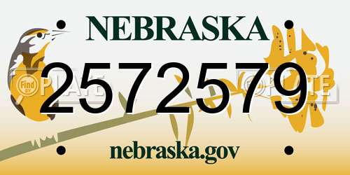 2572579 Nebraska License Plate