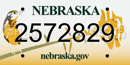 2572829 Nebraska License Plate