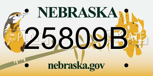 25809B Nebraska License Plate