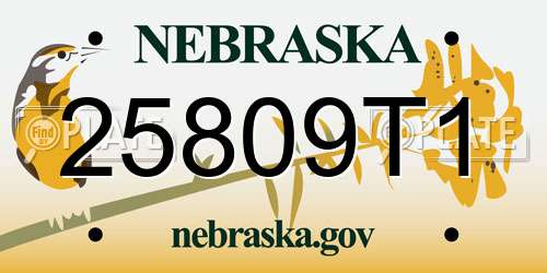 25809T1 Nebraska License Plate