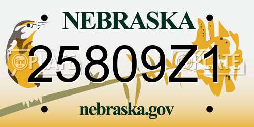 25809Z1 Nebraska License Plate
