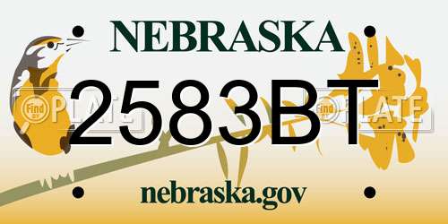 2583BT Nebraska License Plate