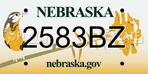2583BZ Nebraska License Plate