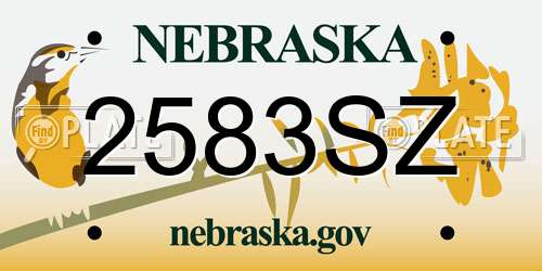 2583SZ Nebraska License Plate