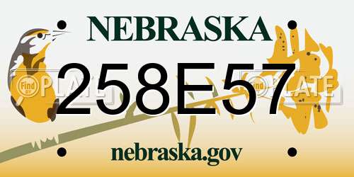 258E57 Nebraska License Plate