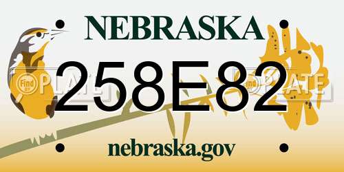 258E82 Nebraska License Plate