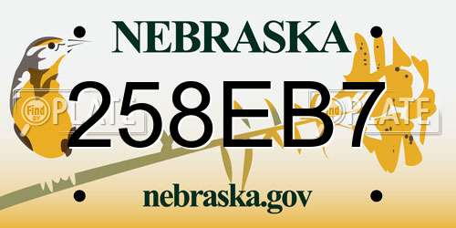 258EB7 Nebraska License Plate