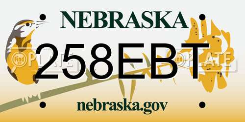 258EBT Nebraska License Plate