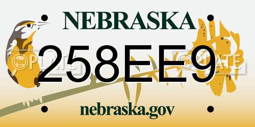 258EE9 Nebraska License Plate