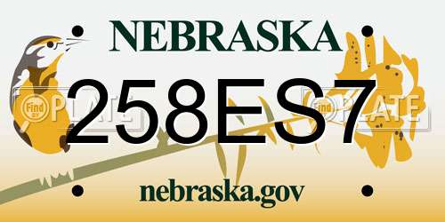 258ES7 Nebraska License Plate