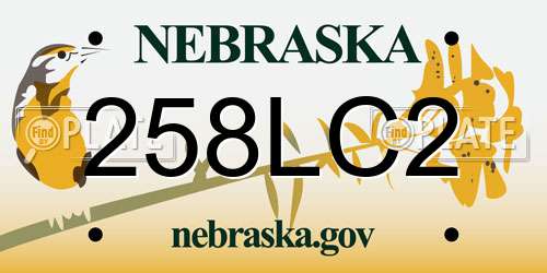 258LC2 Nebraska License Plate