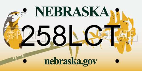 258LCT Nebraska License Plate