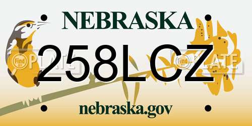 258LCZ Nebraska License Plate
