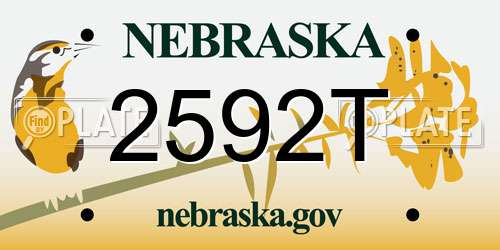 2592T Nebraska License Plate