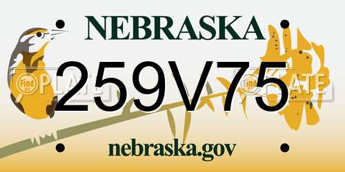 259V75 Nebraska License Plate