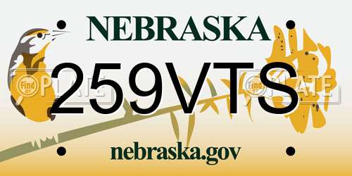 259VTS Nebraska License Plate