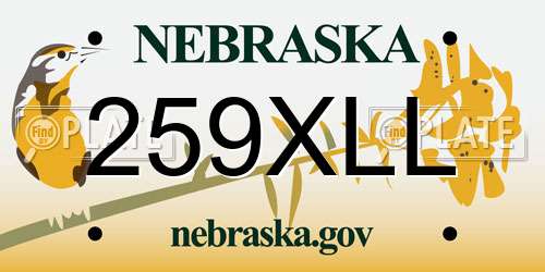 259XLL Nebraska License Plate