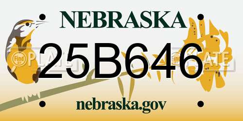 25B646 Nebraska License Plate