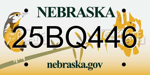 25BQ446 Nebraska License Plate