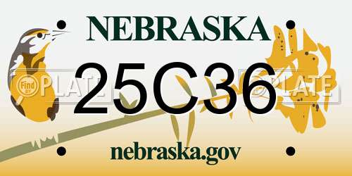 25C36 Nebraska License Plate