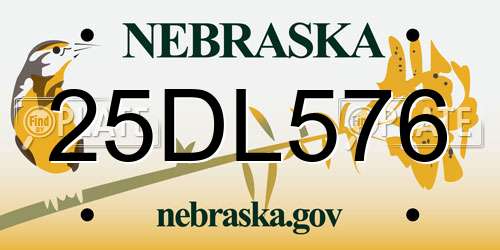 25DL576 Nebraska License Plate