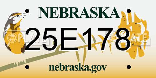25E178 Nebraska License Plate