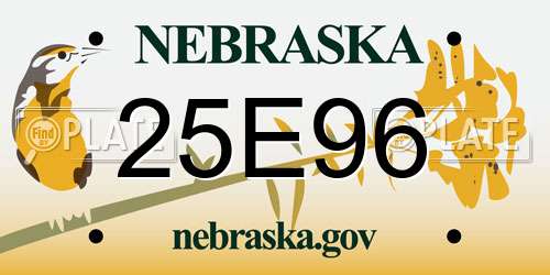 25E96 Nebraska License Plate