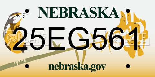 25EG561 Nebraska License Plate