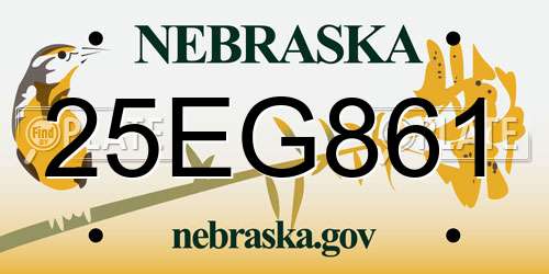 25EG861 Nebraska License Plate