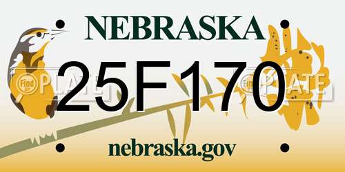 25F170 Nebraska License Plate