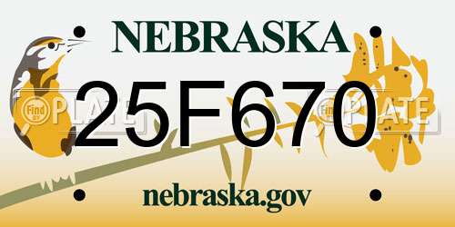 25F670 Nebraska License Plate