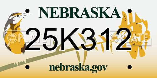 25K312 Nebraska License Plate