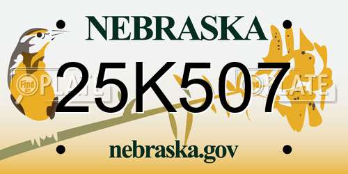 25K507 Nebraska License Plate