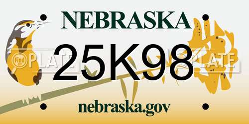 25K98 Nebraska License Plate