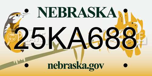 25KA688 Nebraska License Plate