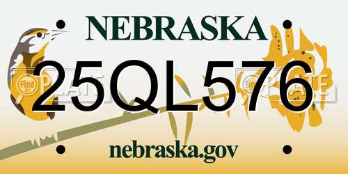 25QL576 Nebraska License Plate