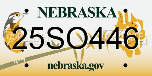 25SO446 Nebraska License Plate