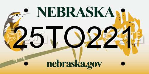 25TO221 Nebraska License Plate