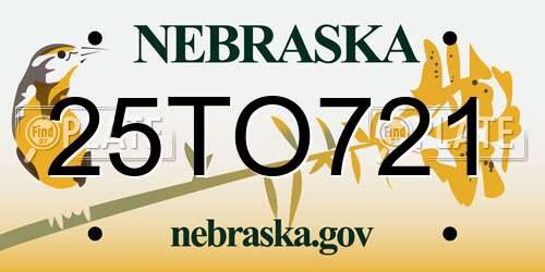 25TO721 Nebraska License Plate