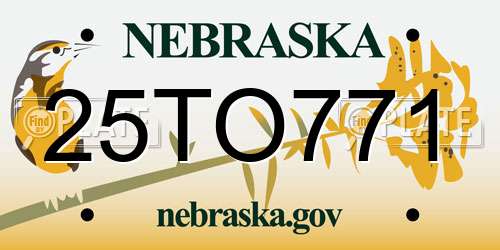 25TO771 Nebraska License Plate