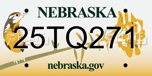 25TQ271 Nebraska License Plate