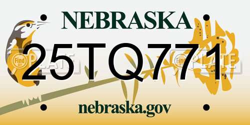 25TQ771 Nebraska License Plate
