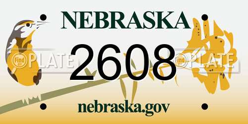 2608 Nebraska License Plate