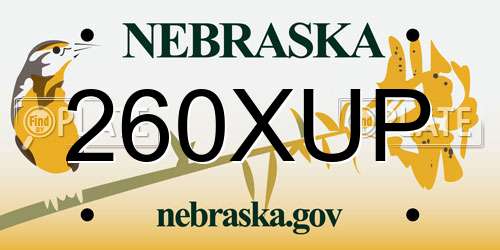 260XUP Nebraska License Plate