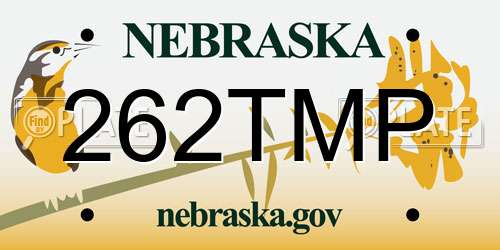 262TMP Nebraska License Plate
