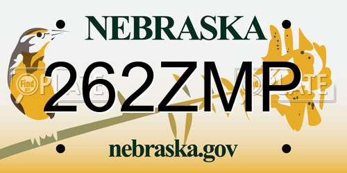 262ZMP Nebraska License Plate