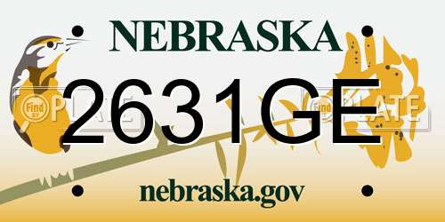 2631GE Nebraska License Plate
